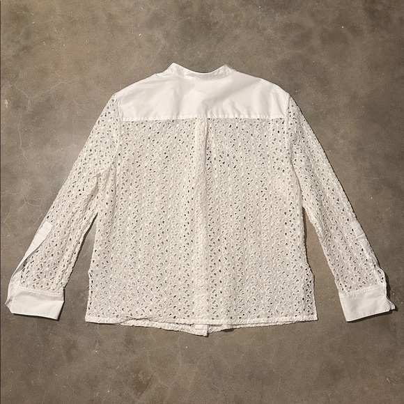 Theory Daisy Eyelet Cotton-Silk Blouse - Picture 5 of 11